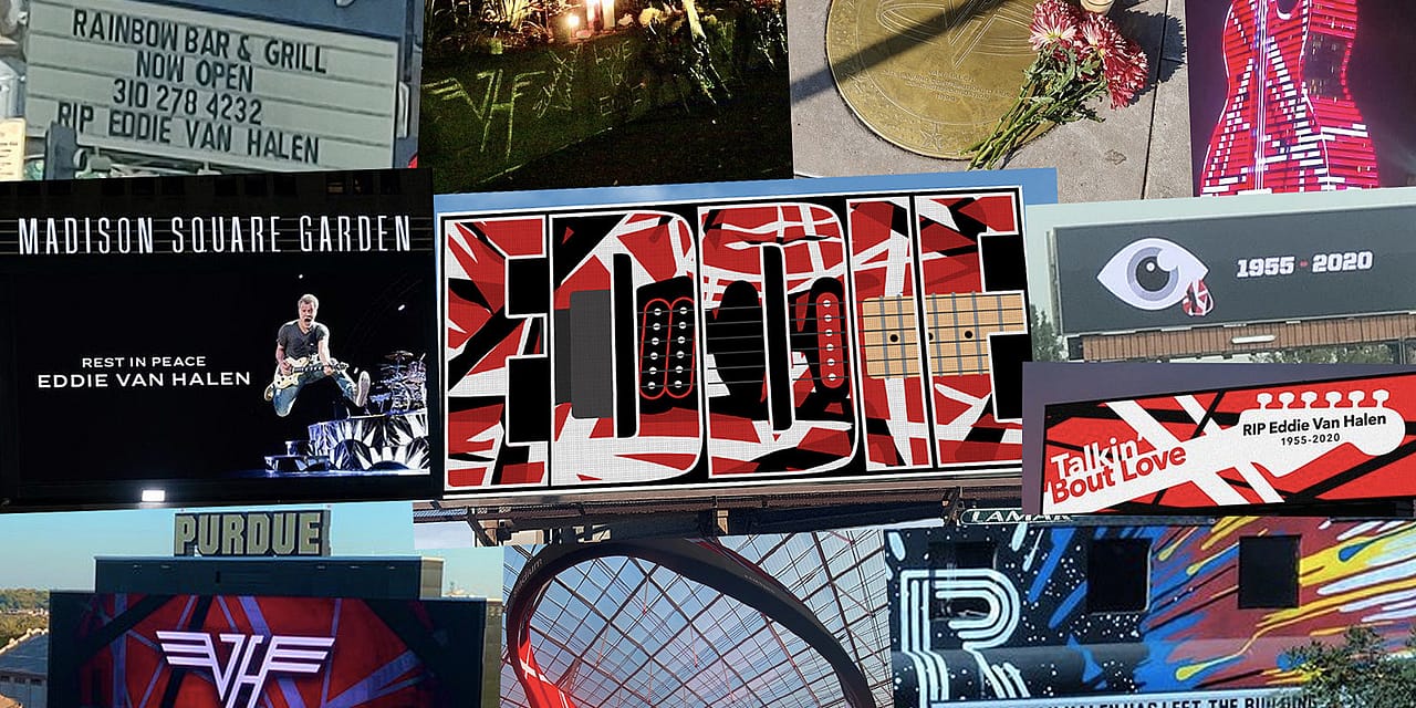 Eddie Van Halen Tributes: Billboards, Marquees and Sidewalks